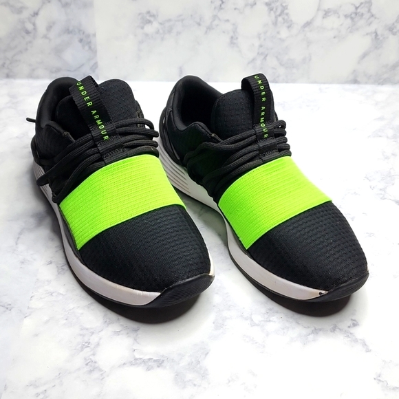 Under armour running shoes smgx black neon green size 6.5 - Picture 1 of 8